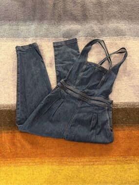 Madewell Dark Wash Denim Slim Fit Overalls Side Zip Size 6